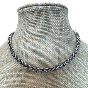 Premier Designs Oxidized Silver-Tone Wheat Chain Necklace 20 Inch With Lobster C